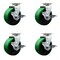 Service Caster 5 Inch Green Poly on Cast Iron Swivel Caster Set with Roller Bearings and Brakes SCC-20S520-PUR-GB-TLB-4 - alternate 1